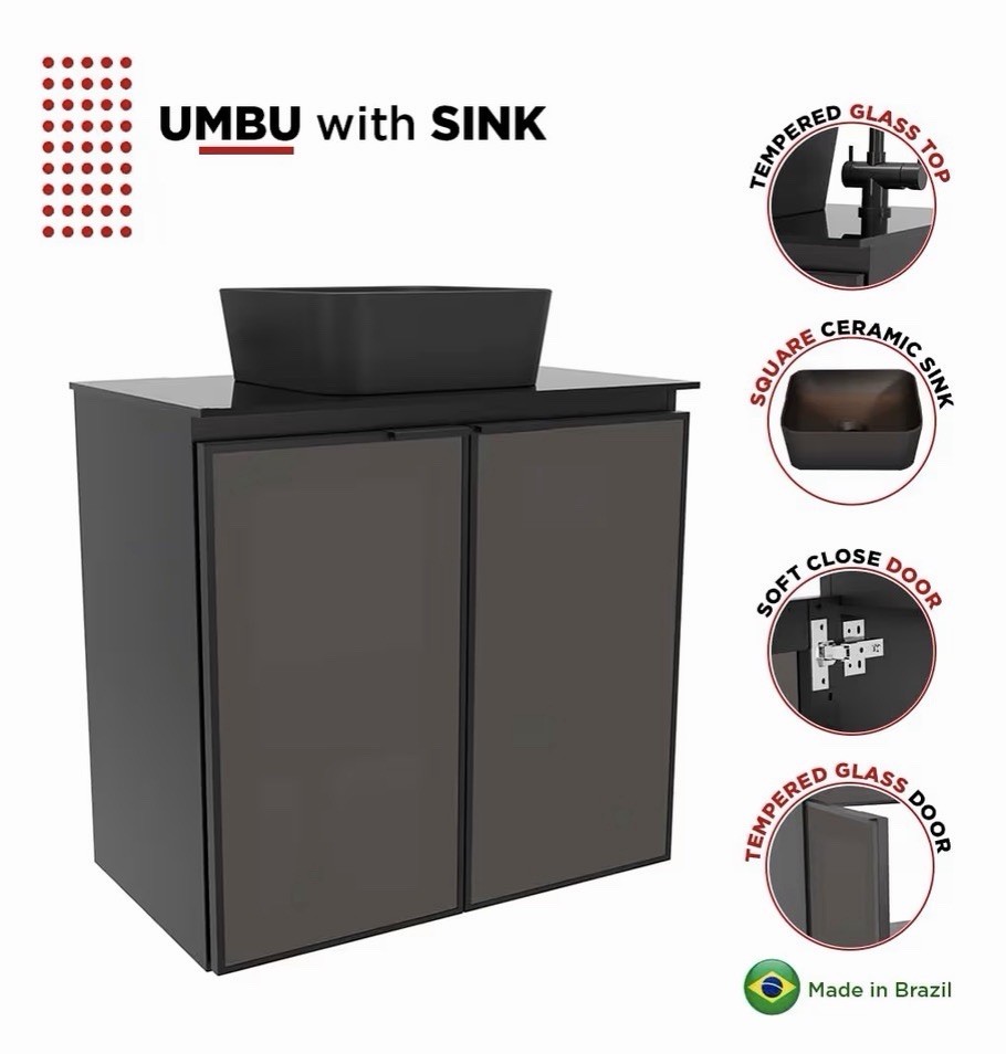 COZIMAX Umbu Combo Black Steel Bathroom Vanity Set 24″