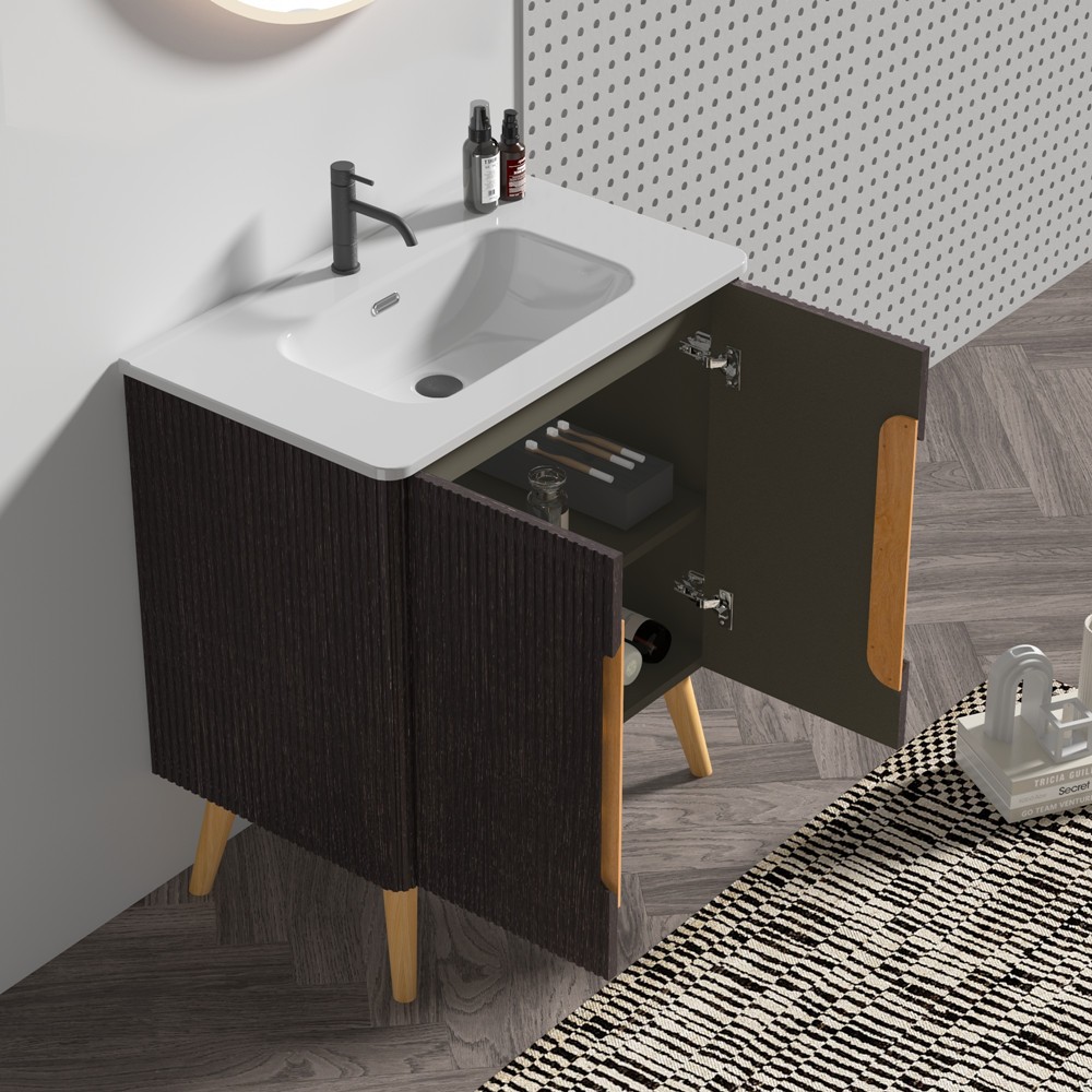 30″ Bathroom Vanity with Sink, Storage Freestanding Bath Vanity Cabinet, 2 Doors