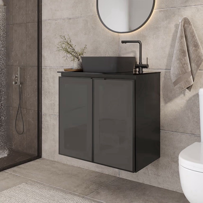 COZIMAX Umbu Combo Black Steel Bathroom Vanity Set 24″