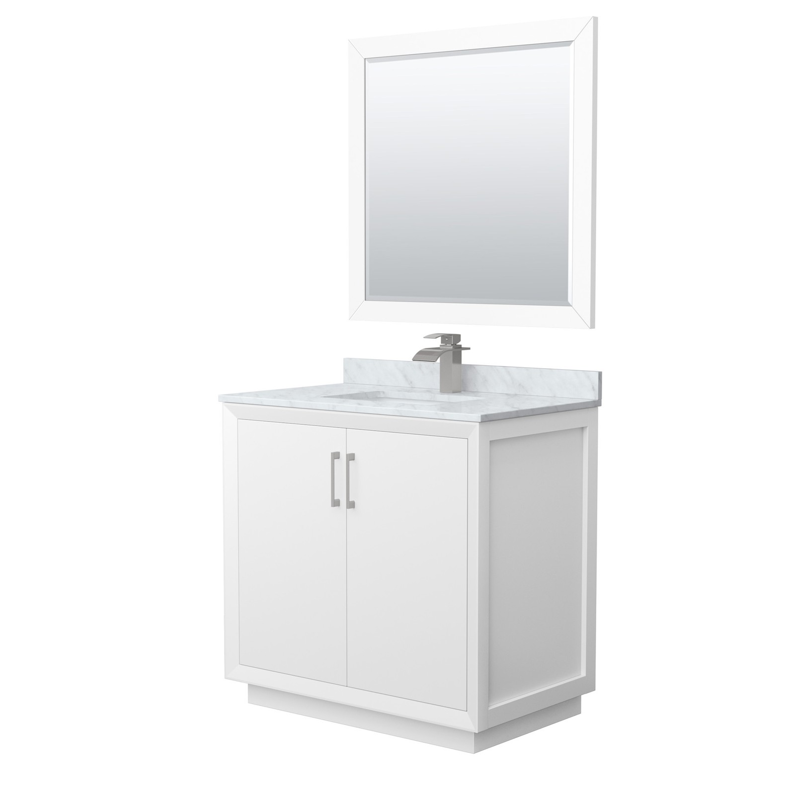 Wyndham Collection WCF414136S-NAT-UNSM34 Strada 36″ – White / Brushed Nickel