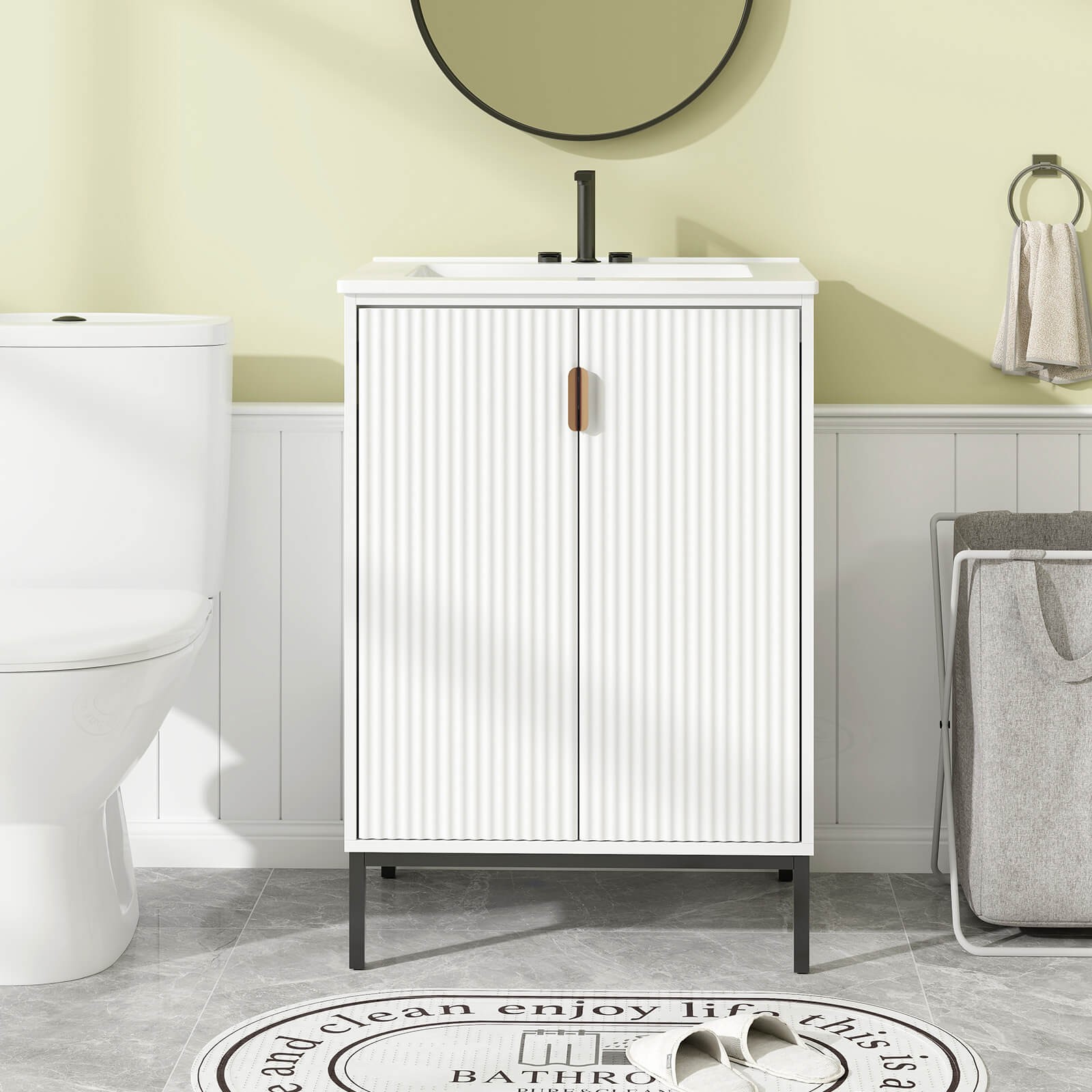 Bathroom Vanity with Sink Combo 24 Inch Freestanding Bathroom Sink Cabinet White