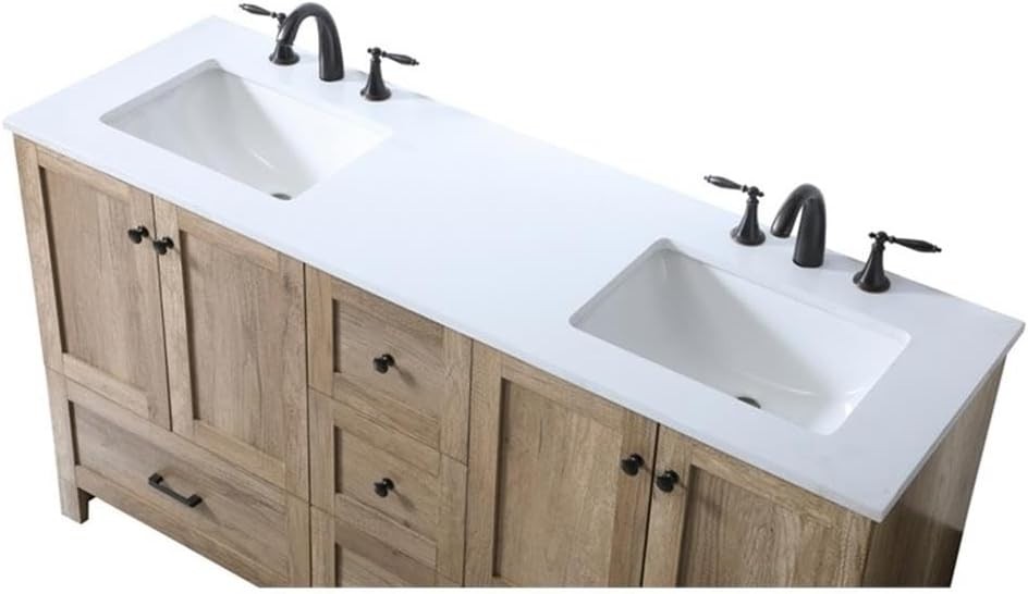 Elegant Lighting – VF2860DNT – 60 Inch Double Bathroom Vanity In Natural Oak