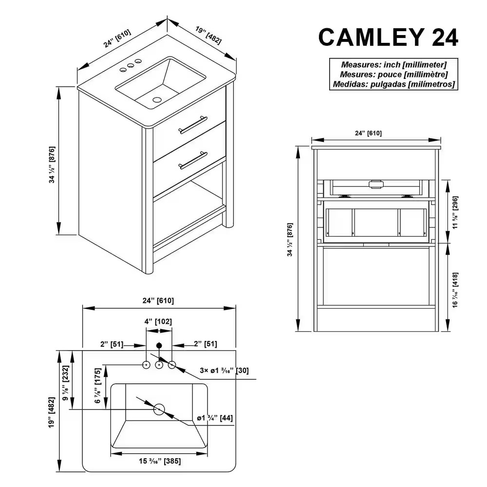Camley 24 In. Single Sink Freestanding Sandstorm Bath Vanity with White Engineer