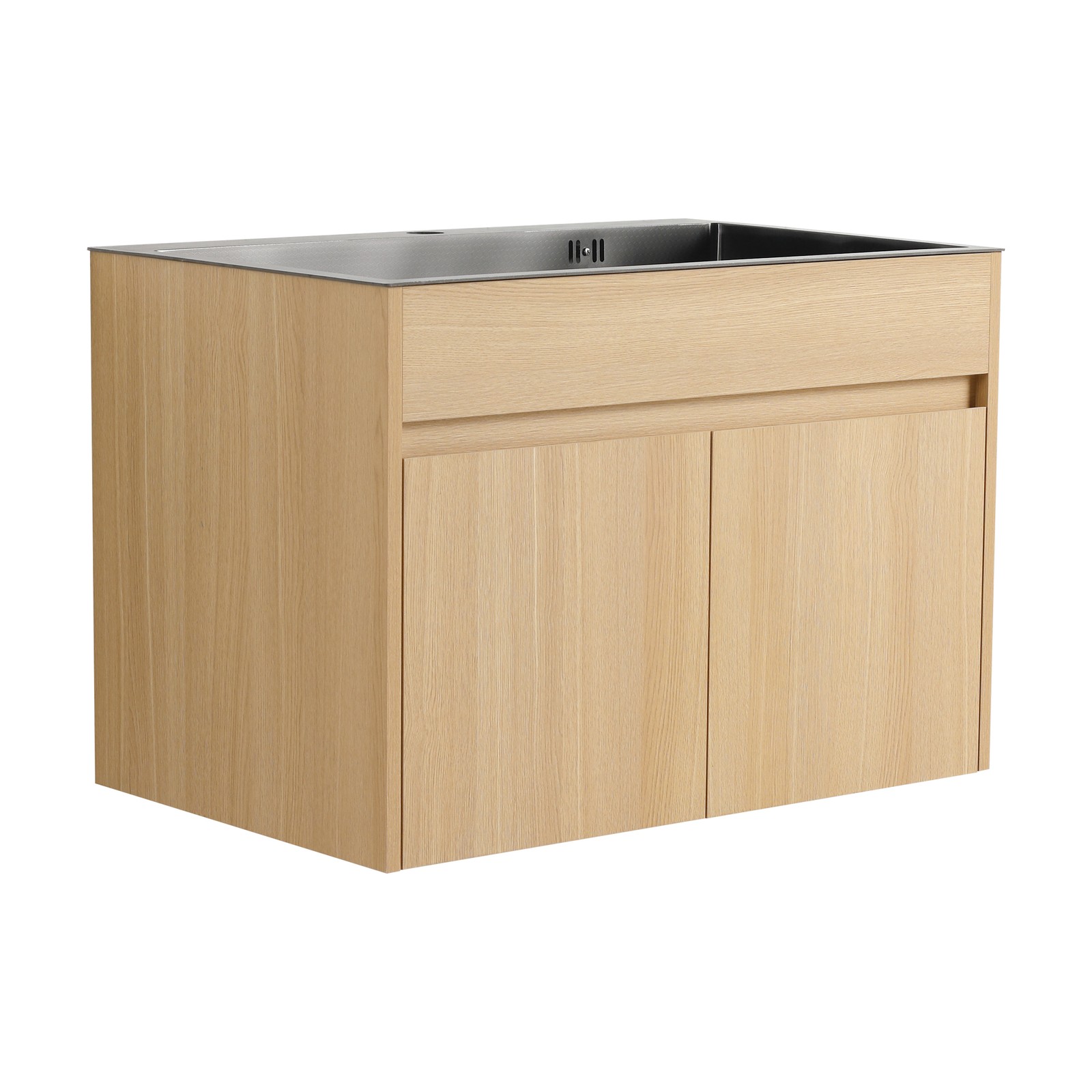 28″ Plywood Wall Mounted Bathroom Vanity Laundry Cabinet W/ Stainless Steel Sink