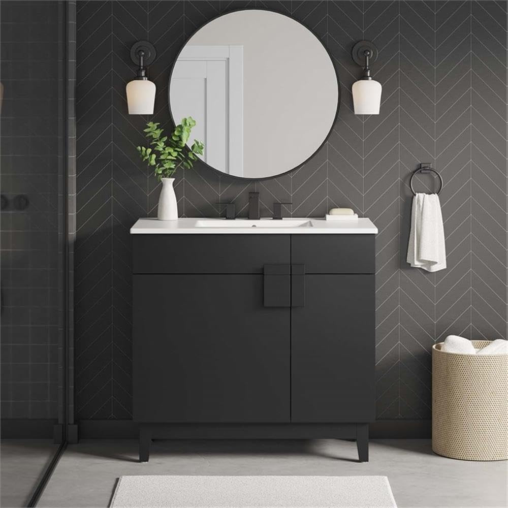 Miles 36″ Black Bathroom Vanity Cabinet – Sink Basin Not Included