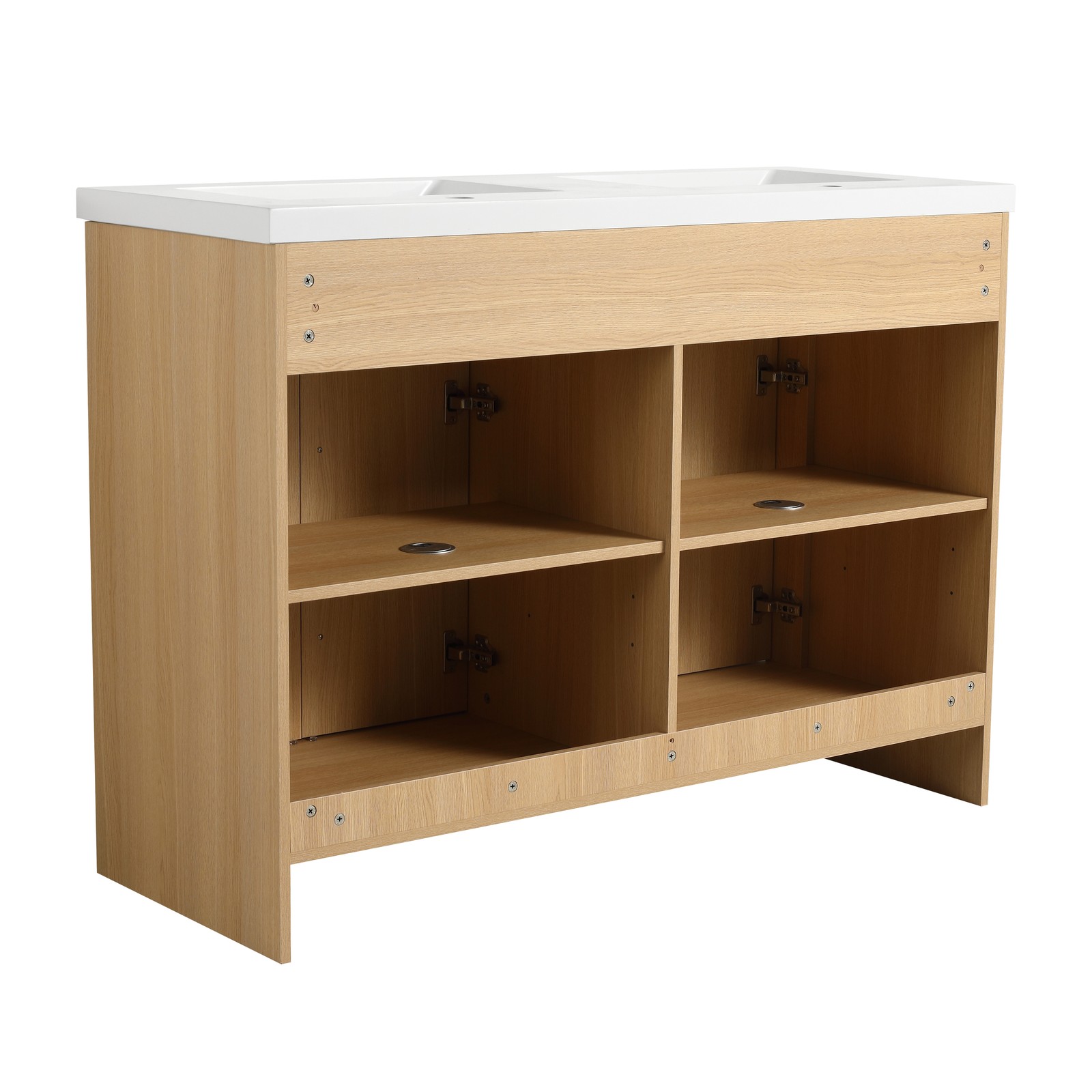 48 inch Plywood Bathroom Vanity Freestanding Double Resin Sink Storage W/2 Doors