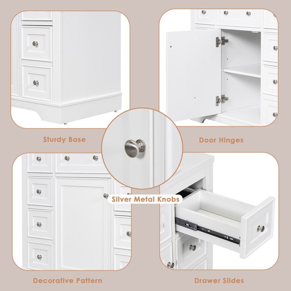 36″ Bathroom Vanity without Sink, Cabinet Base Only, One Cabinet and Six Drawers