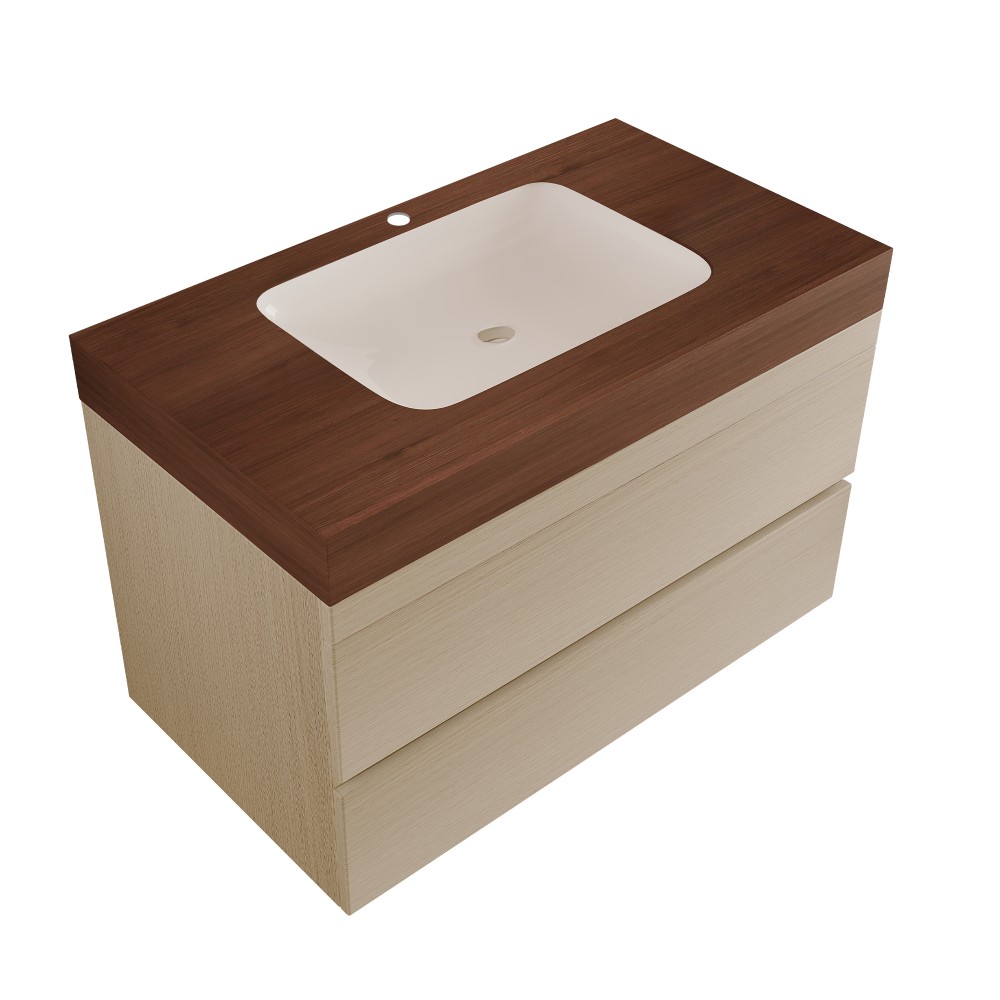 29.9″ Floating Bathroom Vanity with Marble Top & Undermount Sink, Wall-Mounted