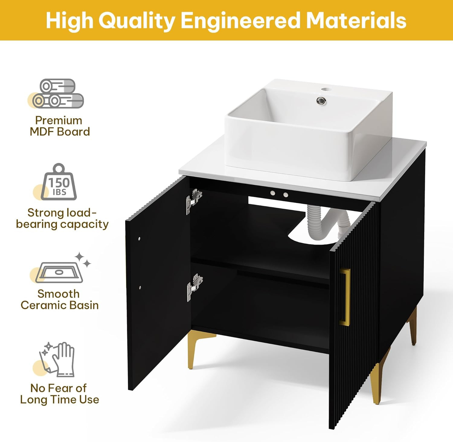 YITAHOME 24 Inch Bathroom Vanity with Vacuum Forming, Freestanding Storage Cabin