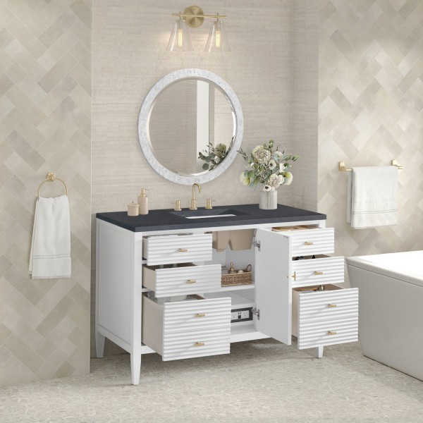 48″ James Martin Myrrin 485-V48-BW-3CSP Vanity Cabinet Charcoal Soapstone Top