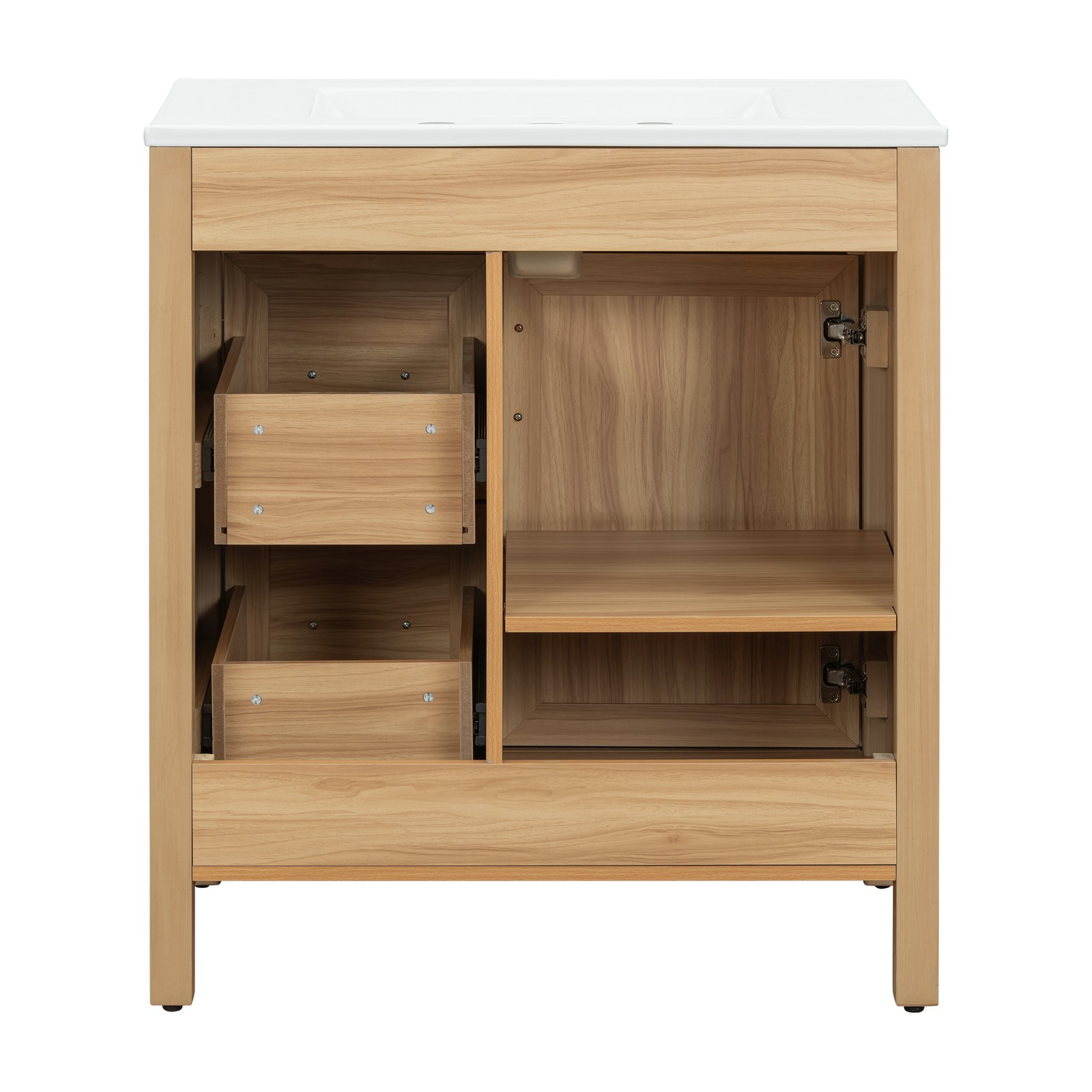 30″ Bathroom Vanity Solid Wood Frame W/Soft Close Door 2 Drawers Storage Cabinet