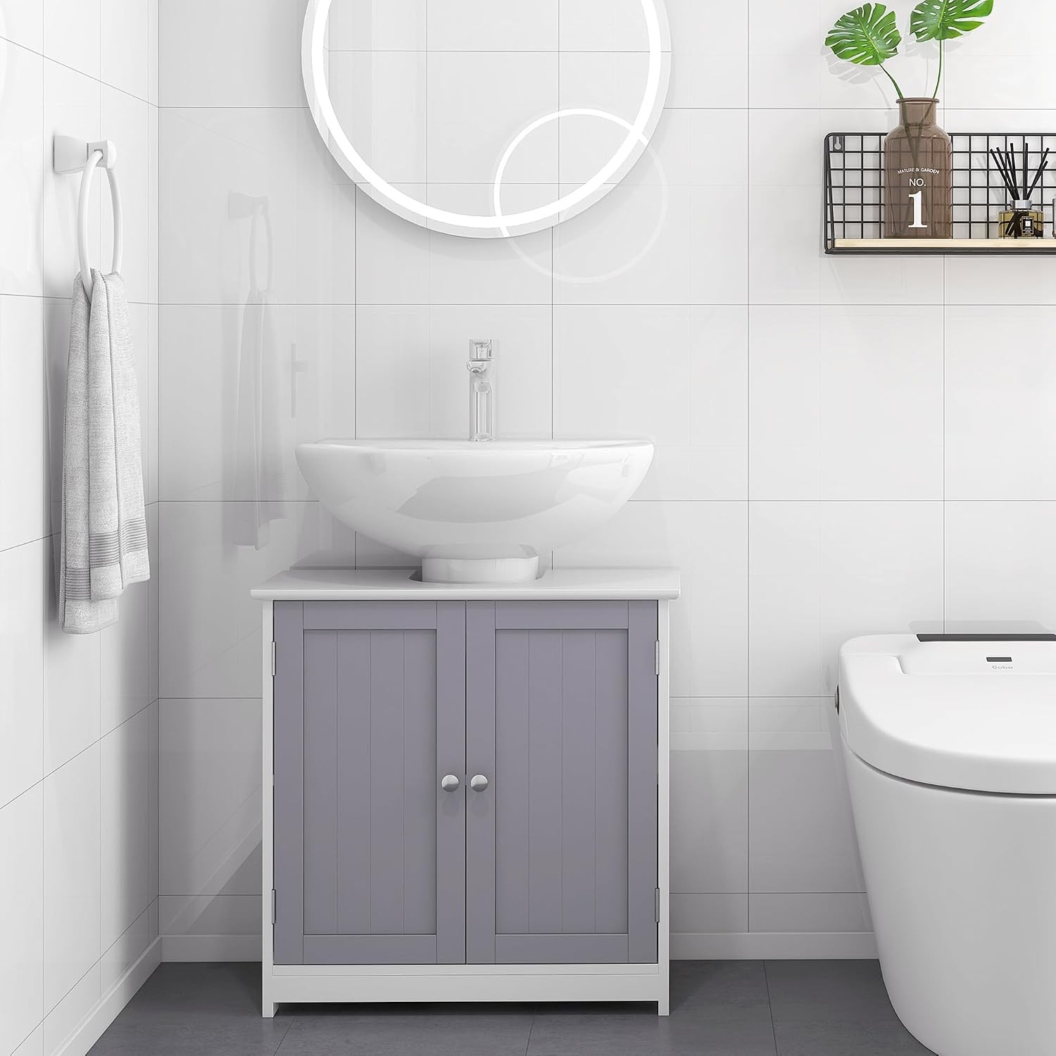 23.5″ Pedestal Sink Storage Cabinet Freestanding Bathroom Under Sink Cabinet