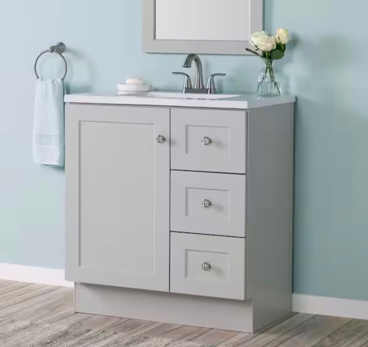 Bannister 31 in. Single Sink Pearl Gray Freestanding Bath Vanity