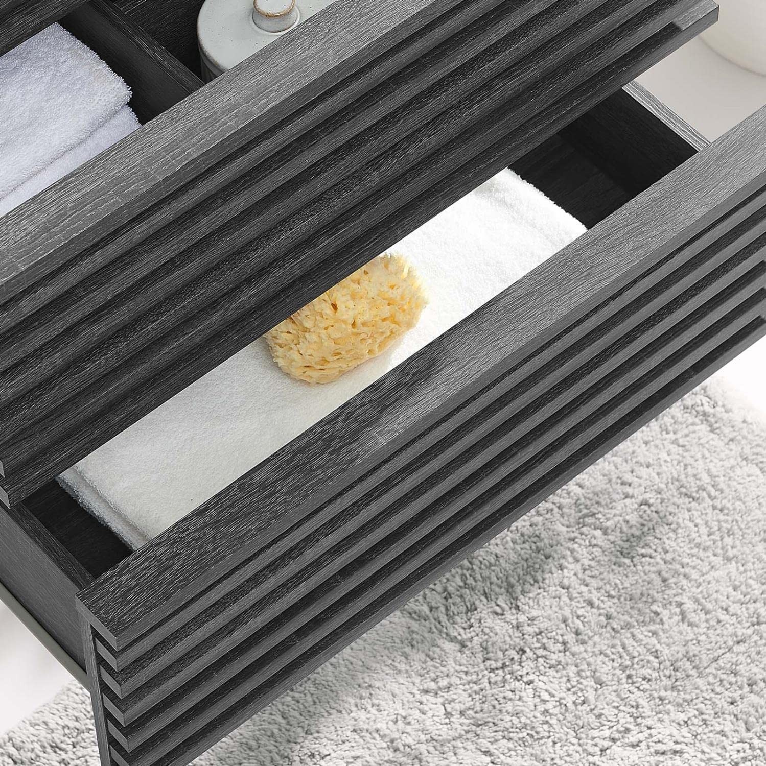 Modway Render 23.5″ MDF Wood Wall-Mount Bathroom Vanity Cabinet in Charcoal