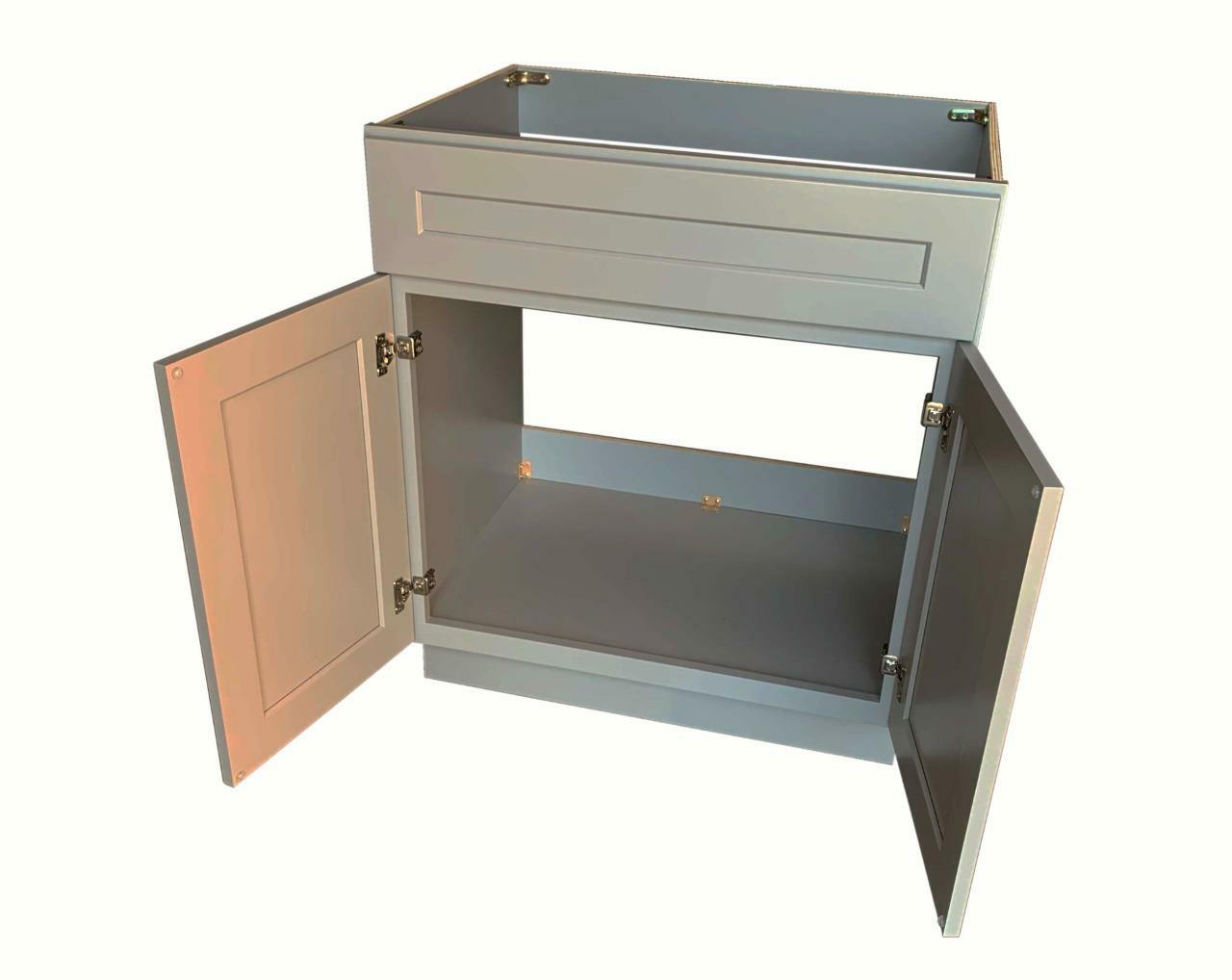 24″ Light Grey Shaker Single Bathroom Vanity Base Cabinet 24″ W x 21″ D x 34.5″H