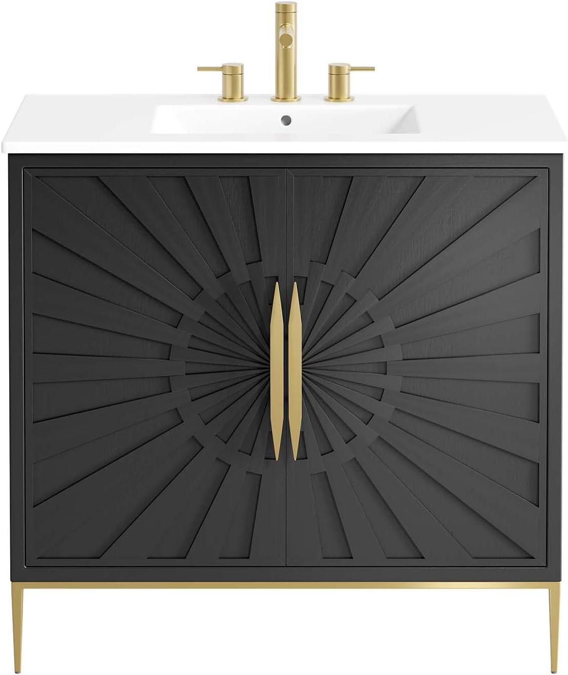 36″ Awaken Bathroom Vanity Cabinet in Elegant White and Black Finish