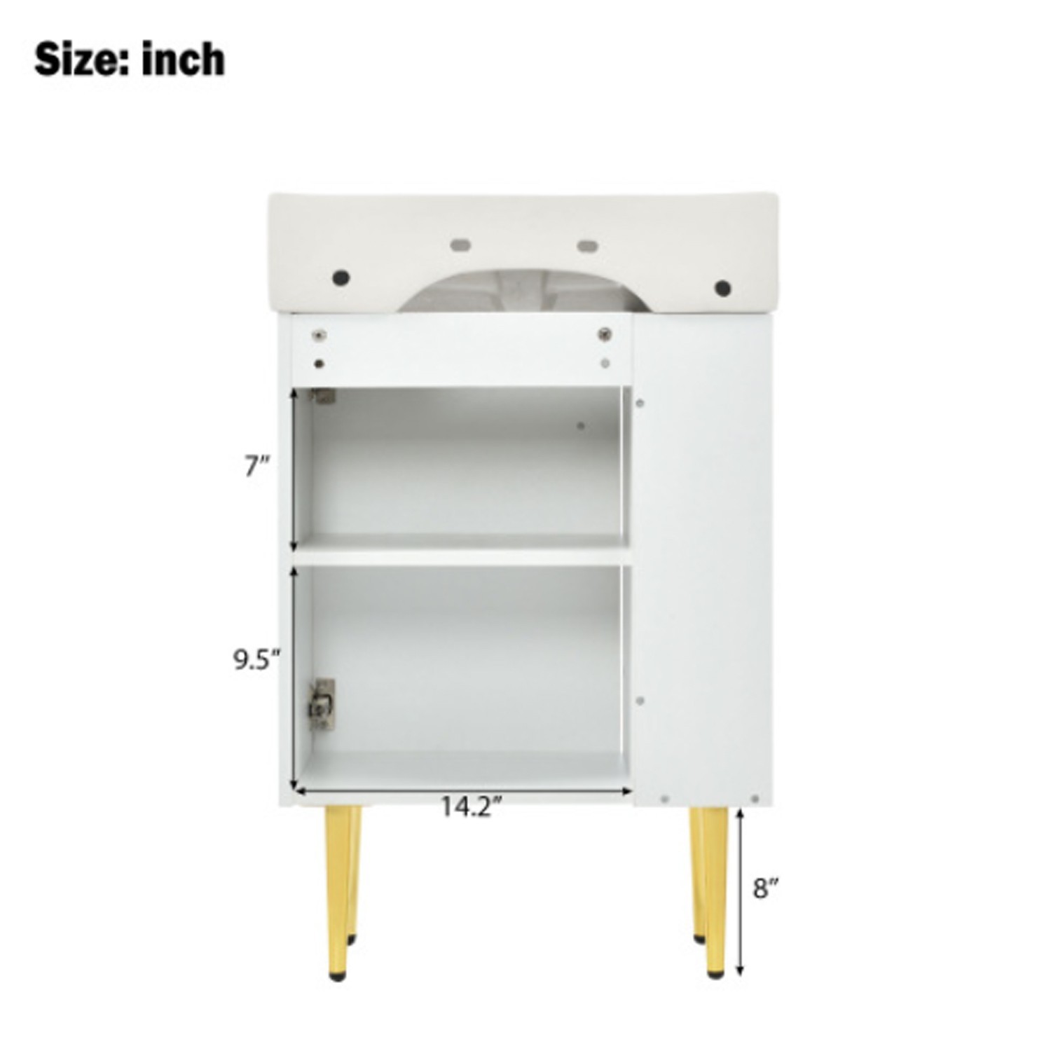 21.6 inch Large Storage Bathroom Sink High-Quality Sink Vanity in White Finish