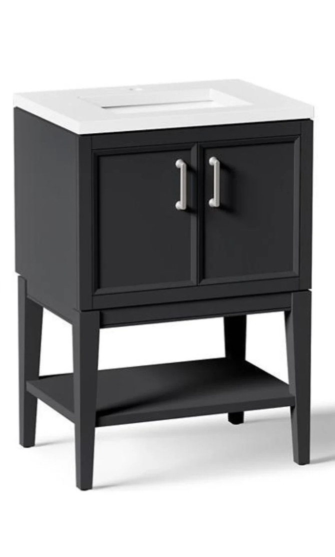Kohler K-33577-ASB-1WX Winnow 24″ Free-Standing Bathroom Vanity Slate Grey