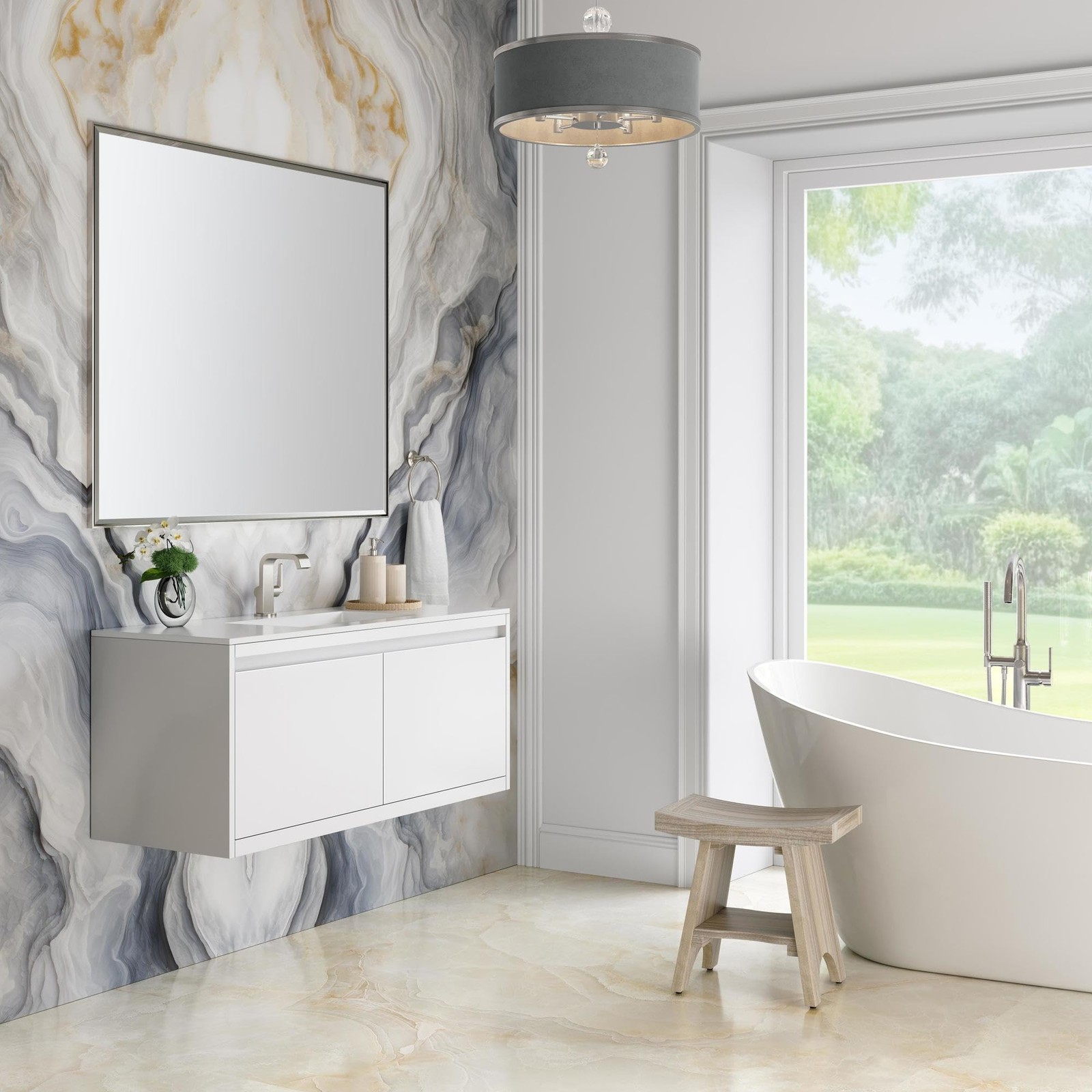 James Martin Vanities 805-V47.3-GW Mantova 48″ Wall Mounted Single Basin Poplar