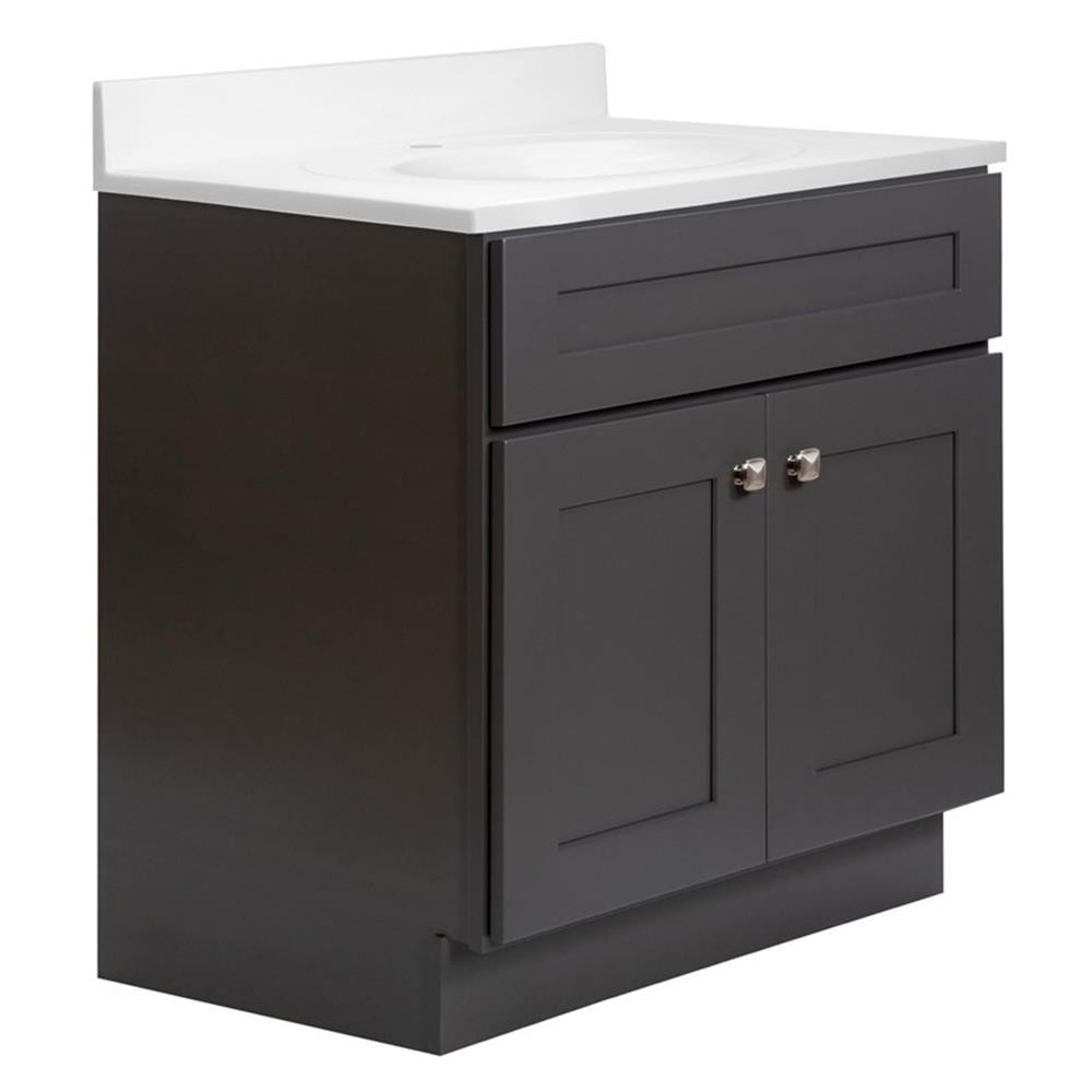 Bowery Hill 31-Inch Bath Vanity – Urbane Bronze Base and Single Hole Top