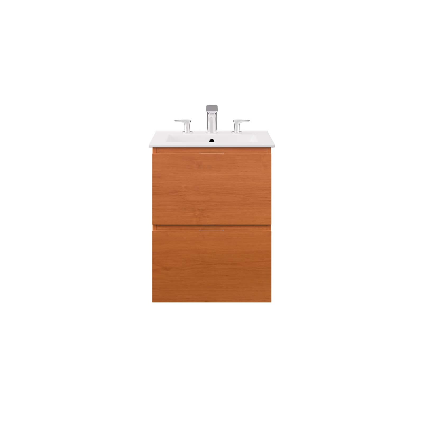 Modway Scenic 18″ Wall-Mount Bathroom Vanity in Cherry White