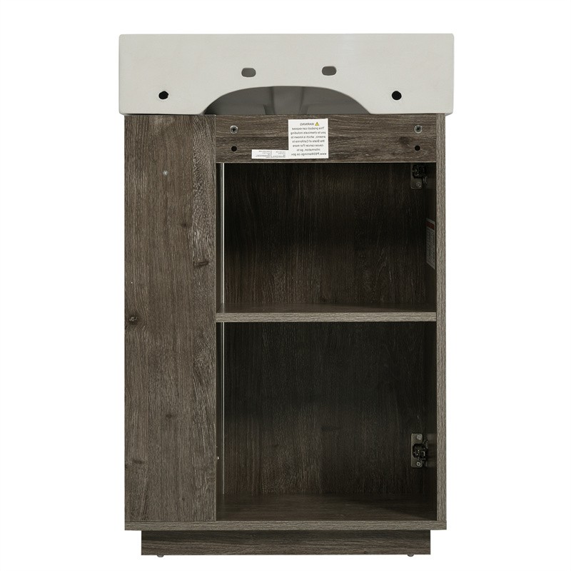21.6″ Bathroom Vanity with Single Sink,Freestanding Left Door Wood Grain Cabinet