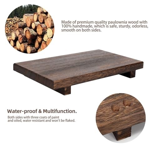 (9×6 Inch,Brown) Wood Riser Soap Tray, Rustic Wood Pedestal 9×6 wooden riser