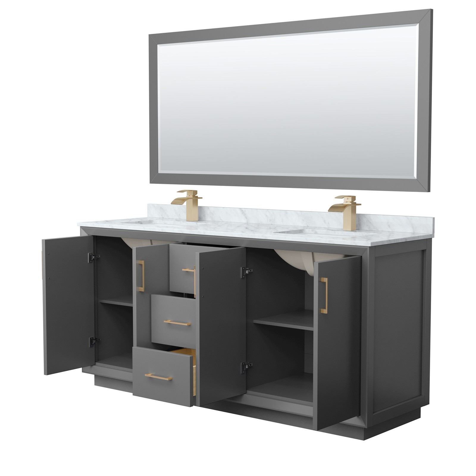 Wyndham Collection WCF414172D-NAT-UNSM70 Strada 72″ – White / Brushed Nickel