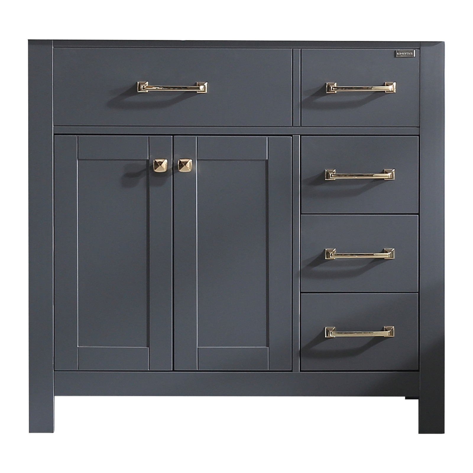 36 Inch Bathroom Vanity w/Mirror, Gray Painting Cabinet Base No Sink Included