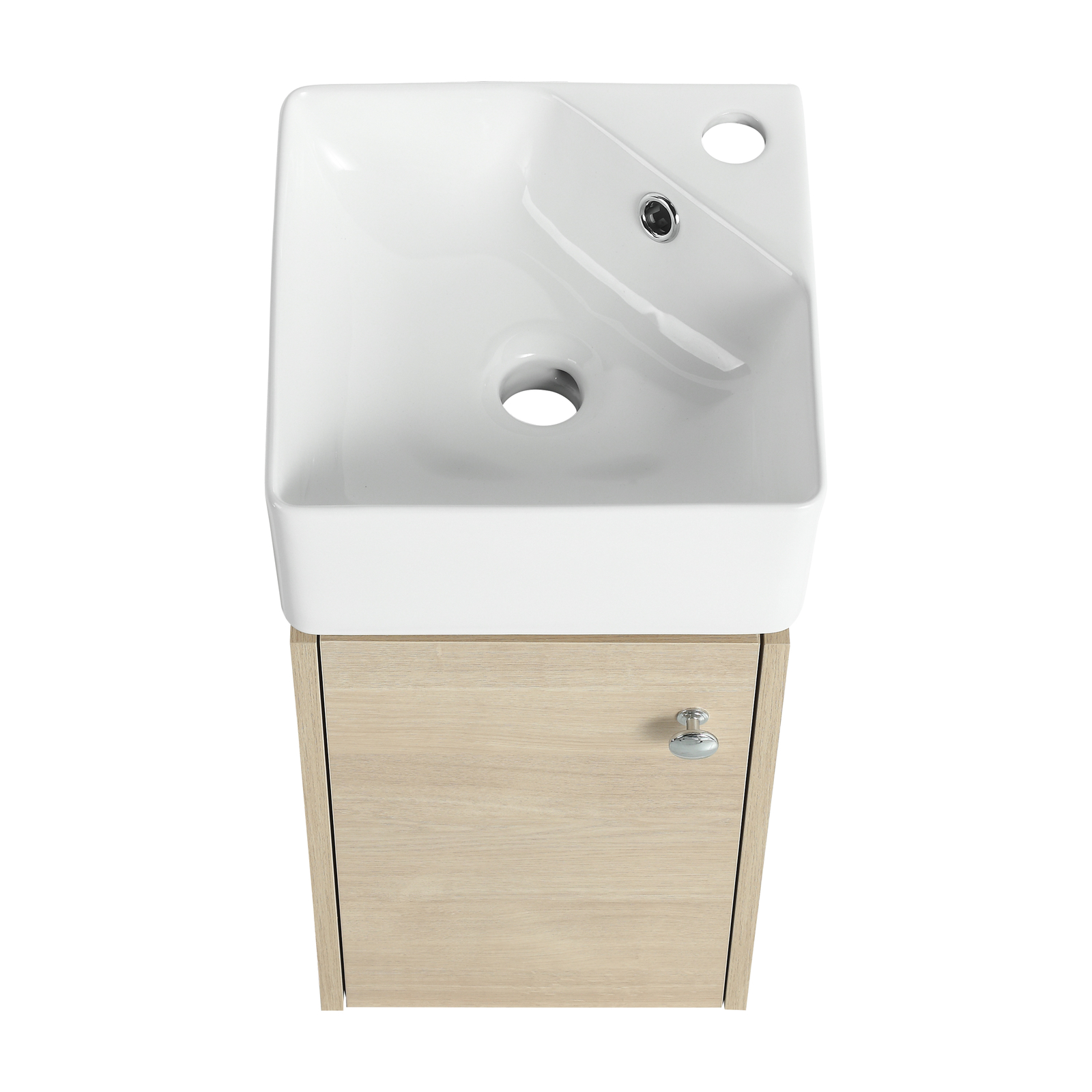 12″ Wood Bathroom Vanity Cabinet with Sink Ceramic Wall Mounted for Small Space
