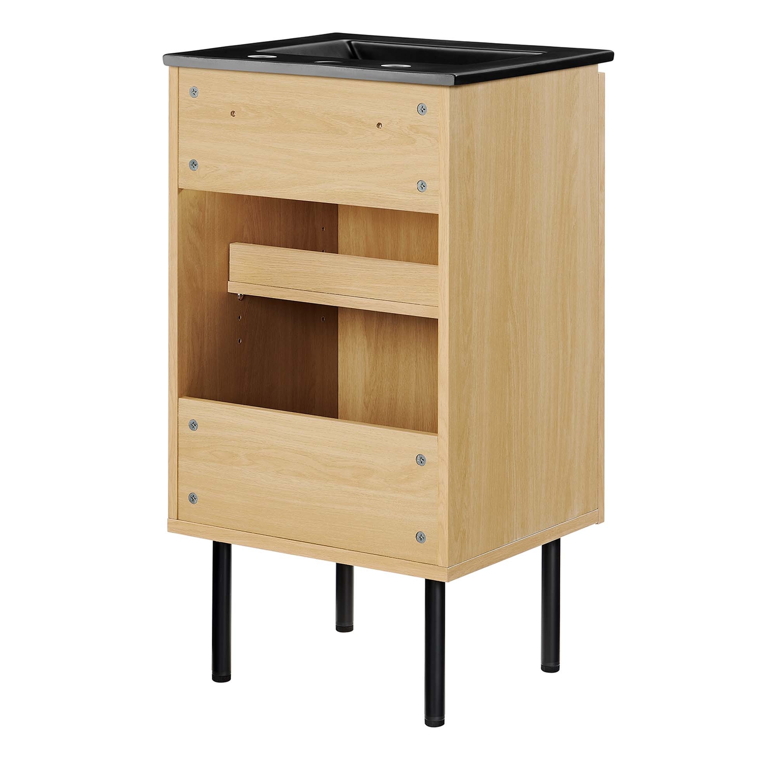 Modway Chaucer 18” Bathroom Vanity in Oak Black With Ceramic Sink Basin