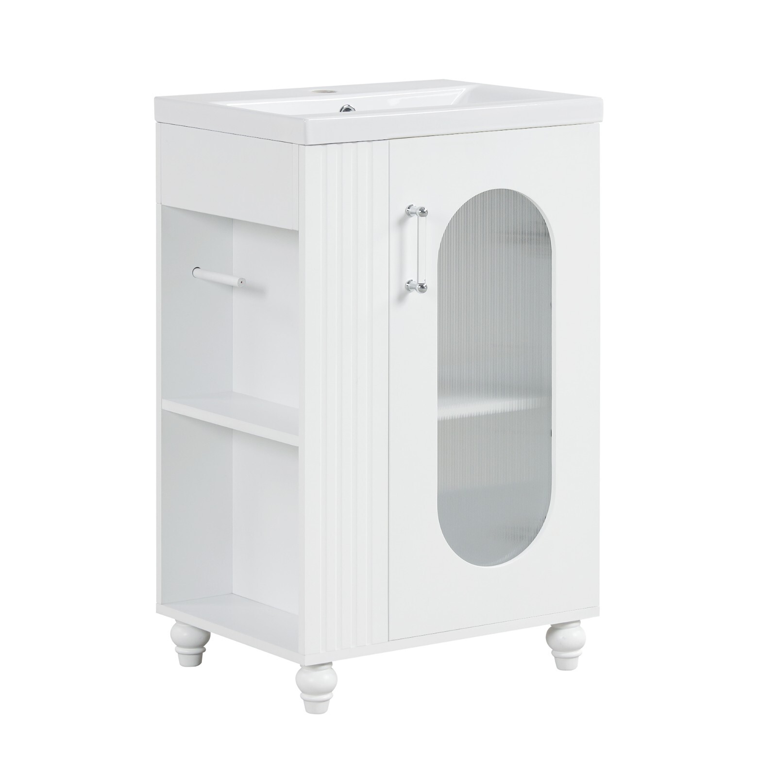 20″ Bathroom Vanity with Ceramic Sink Storage Cabinet Adjustable Shelf Racks
