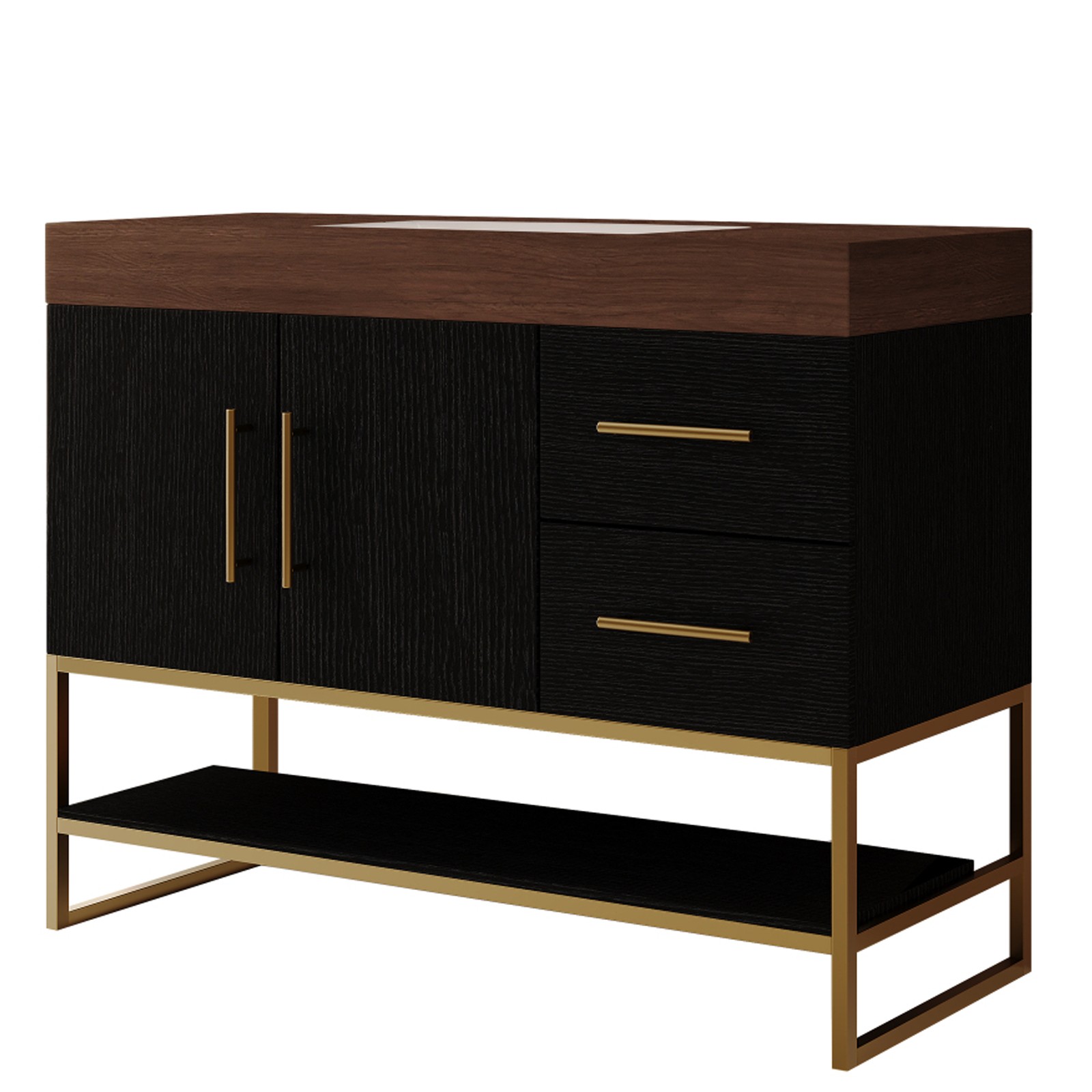 36″ Free-Standing Bathroom Vanity w/Seamless Ceramic Sink & Sintered Stone Top