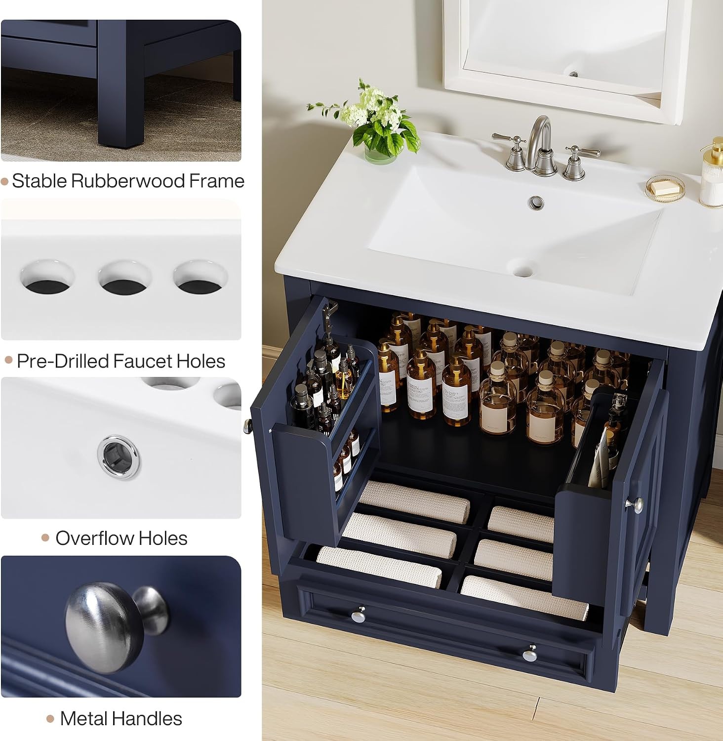 Tribesigns 30″ Bathroom Vanity with Sink, Freestanding Bathroom Vanities Cabinet