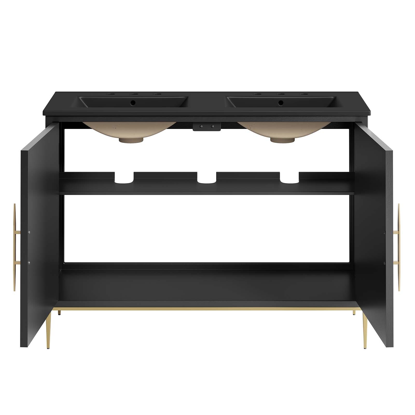 Modway Awaken 48″ Double Sink Bathroom Vanity in Black Black