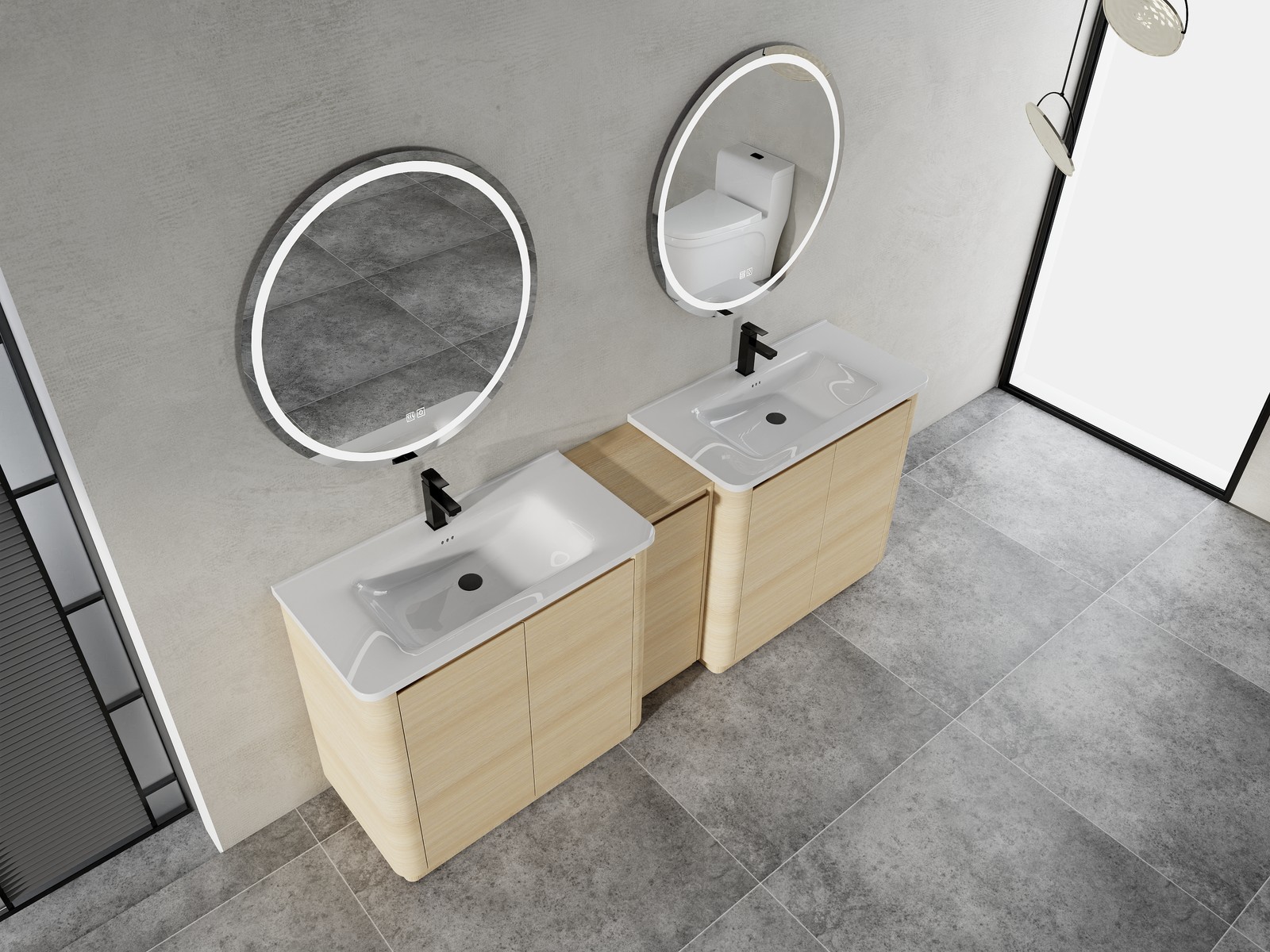2X40“ Plywood Freestanding Bathroom Vanity W/ Ceramic Sink +Storage Cabinet Oak
