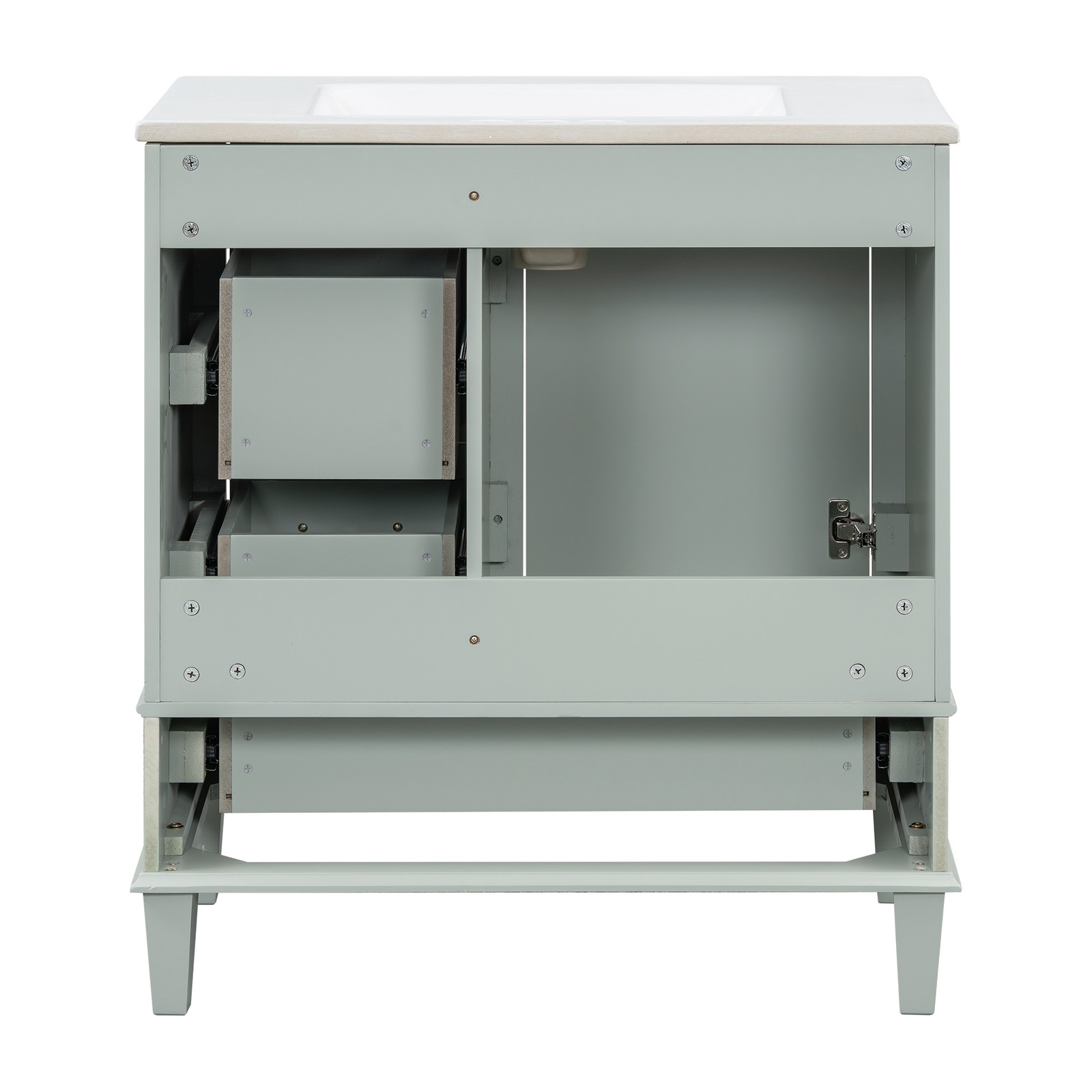 30″ Bathroom Vanity with Sink, Solid Wood Frame, Sage Green