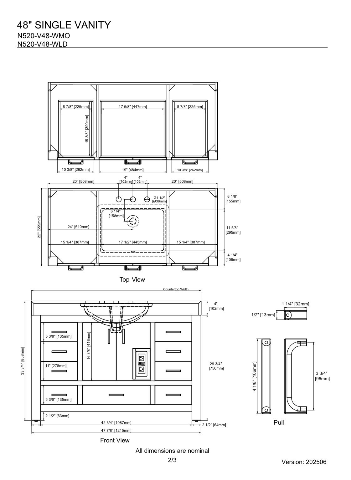 Pick Up Only MISENO Alanya 48″ Freestanding Single Basin Cabinet + Sink, Damaged
