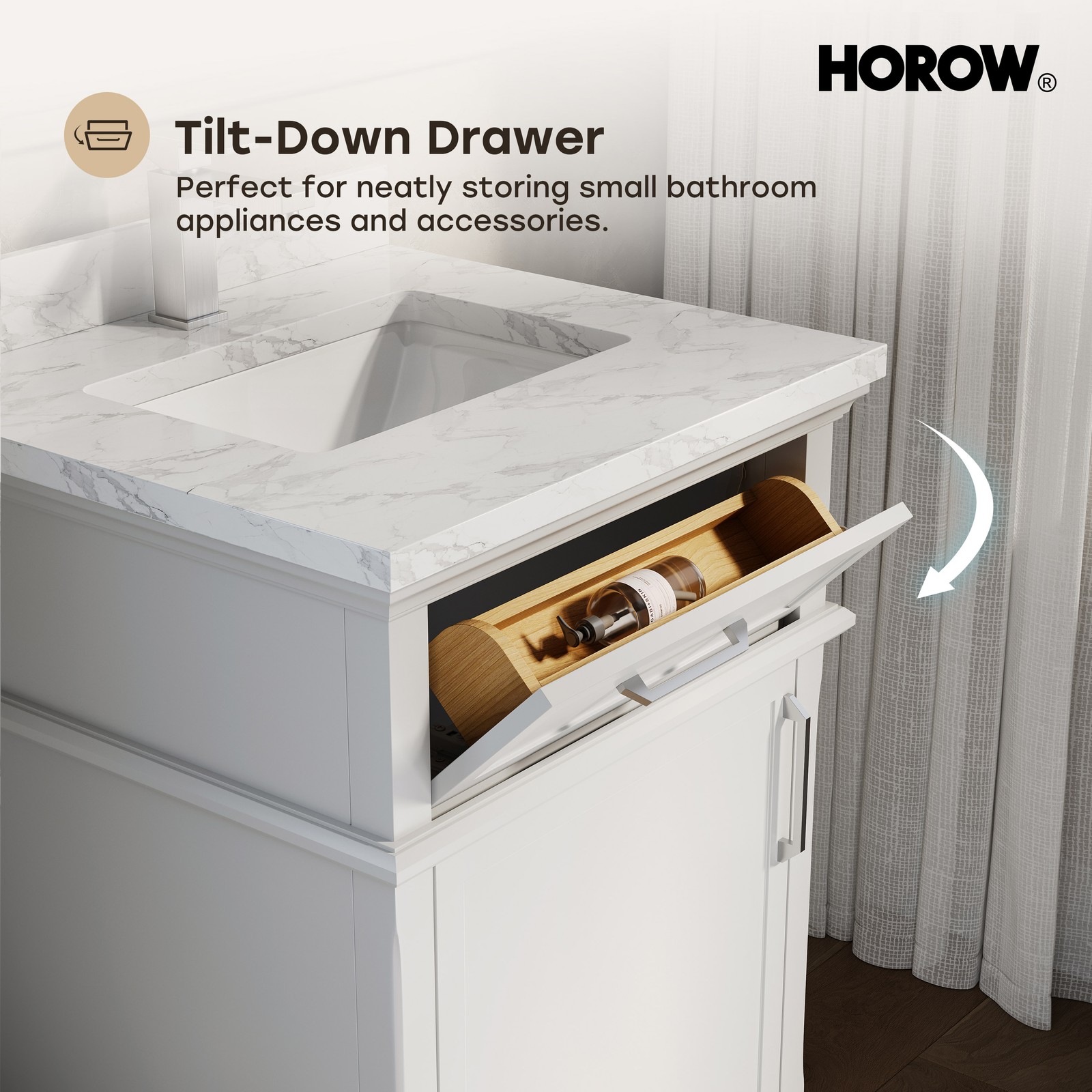 HOROW 24 Inch Bathroom Vanity with Sink, Free Standing Single Basin Vanity Set