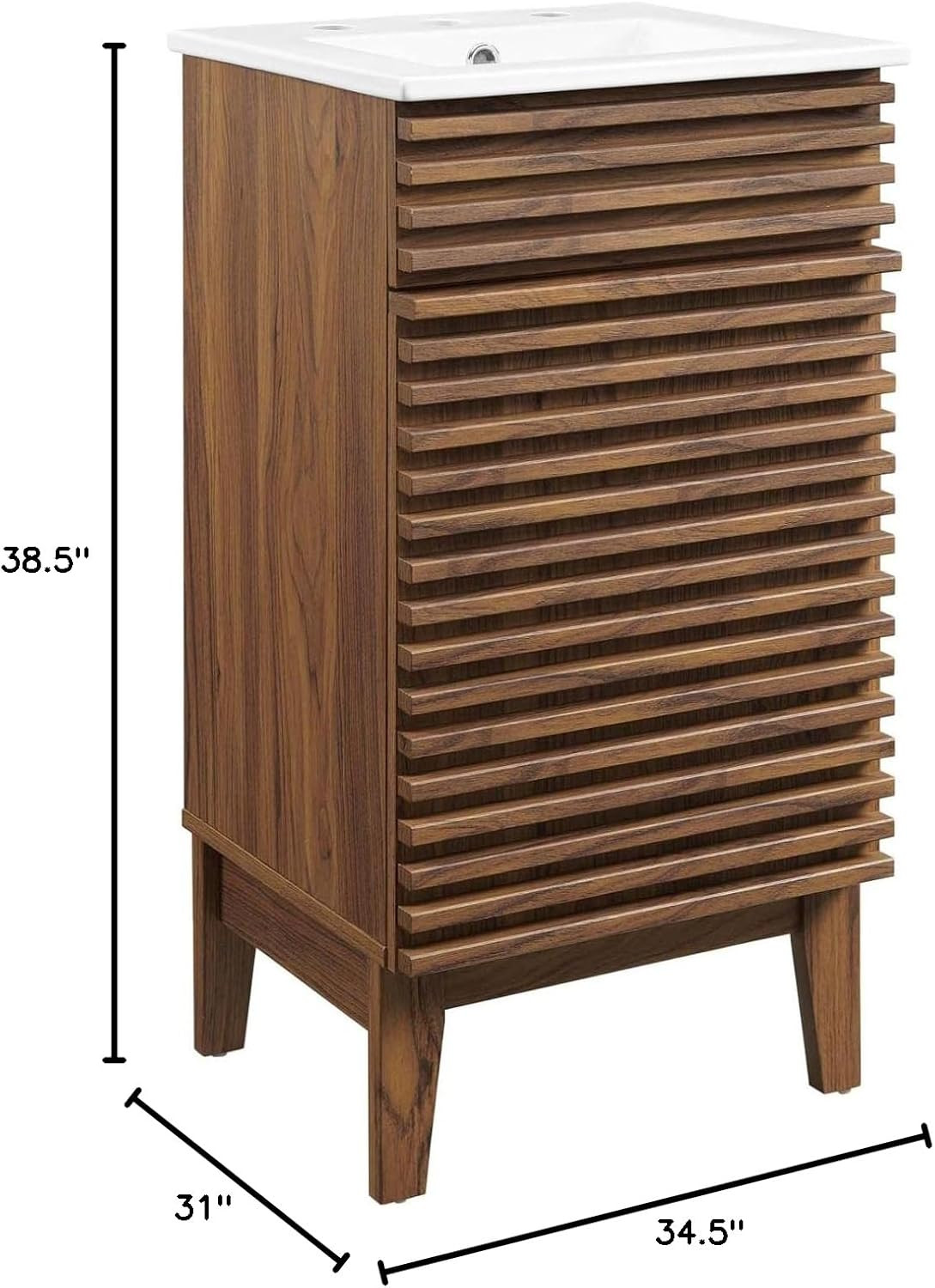 18″ Walnut White Bathroom Vanity with Sink – Stylish & Functional Design