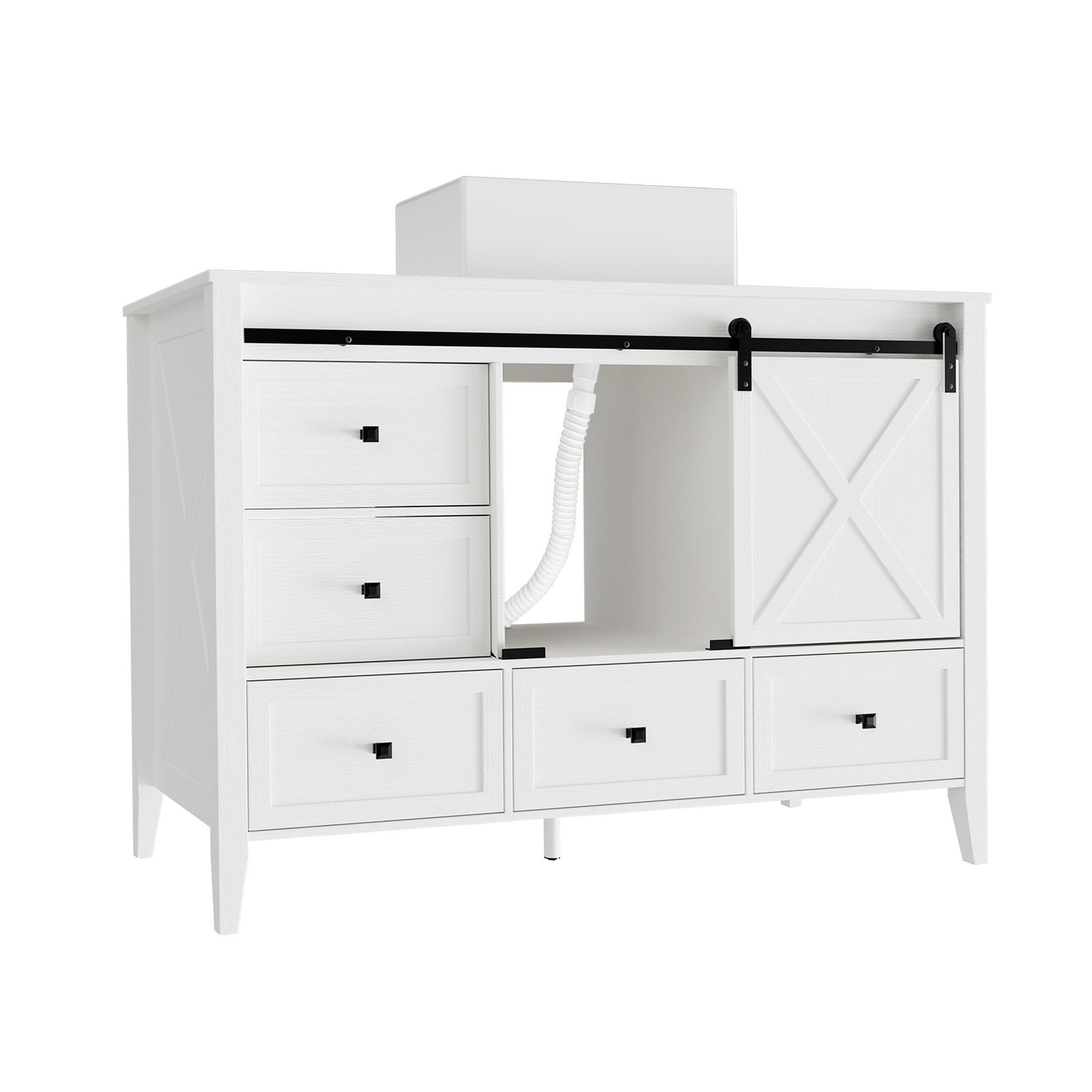 48″ Bathroom Vanity Wood Grain Cabinet with Ceramic Sink NO Faucet Combo Set