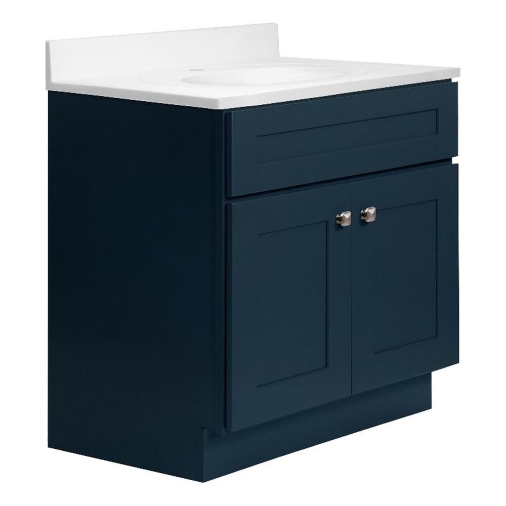 Brookings Bath Vanity Assembled 31×22 – Dark Night Base and Single Hole Top