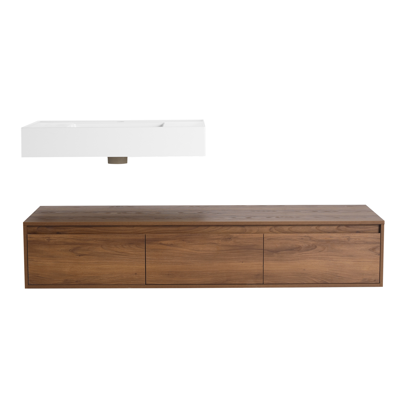 60 in Wooden Floating Wall-Mounted Bathroom Vanity W/ Single Resin Sink +Drawers