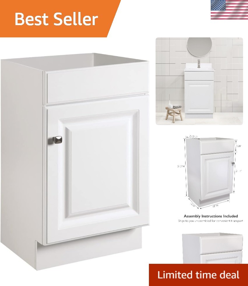 Elegant 18-Inch Unassembled Bathroom Vanity Cabinet – White & Moisture Resistant