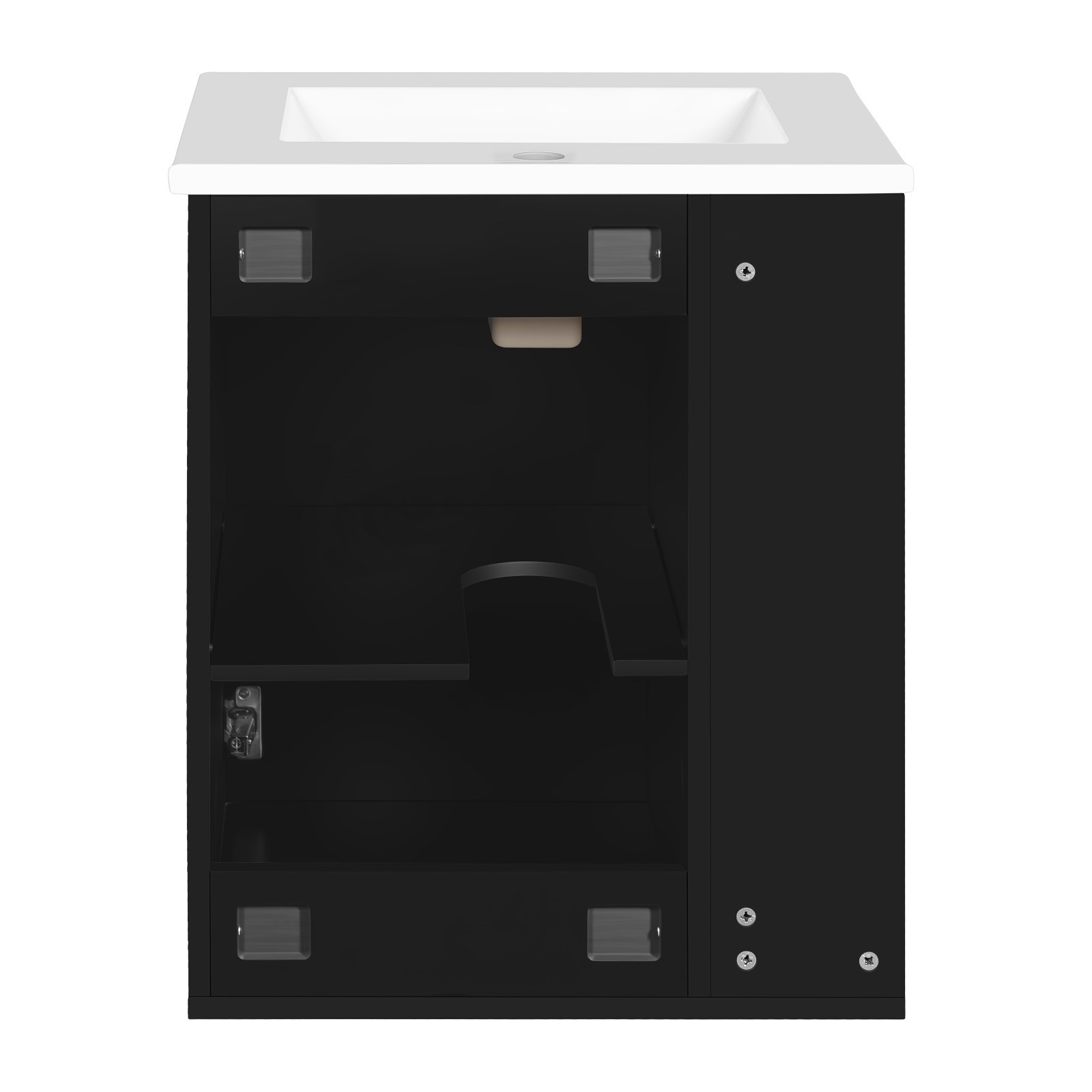 20″ Wall Mounted Bathroom Vanity Storage Cabinet With Sink Door Open Shelves
