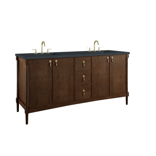 72″ James Martin Kinnsden D680-V72-SBK-3CSP Double Vanity Cabinet Charcoal Top