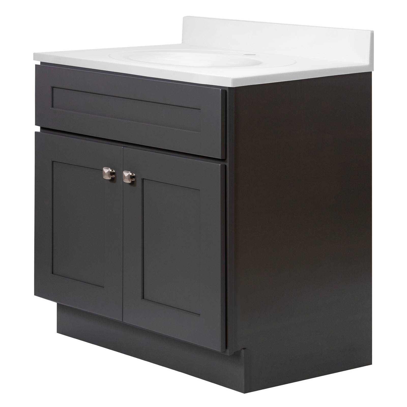Brookings Bath Vanity Assembled 31×22 – Urbane Bronze Base and Single Hole Top