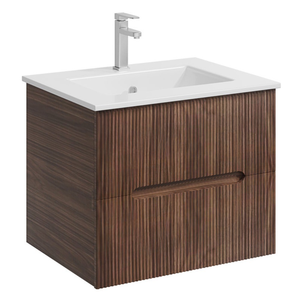 24″ Wall Mounted Single Bathroom Vanity with Ceramic Sink & Faucet, White/Oak