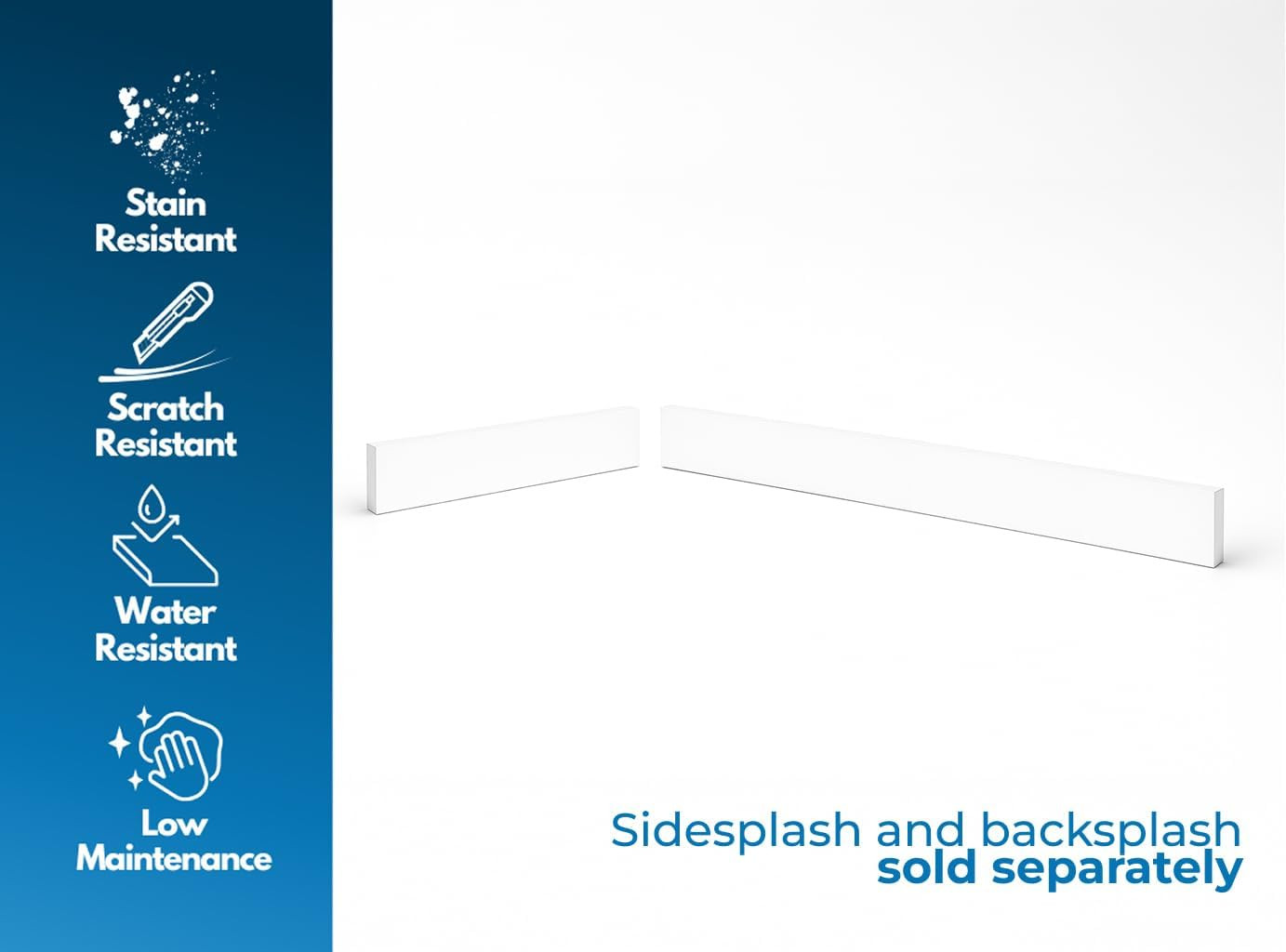 Bathroom Vanity Sink Backsplash/Sidesplash (Super White Engineered Marble, 4″ X
