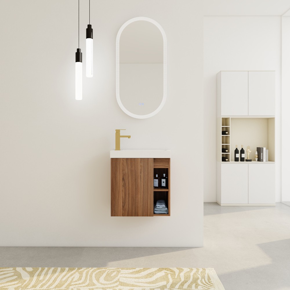 Floating Wall Mounted Bathroom Vanity W Resin Sink Soft Close Cabinet Door